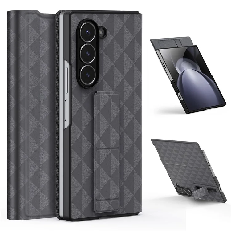 DUX DUCIS Fitt Series for Samsung Galaxy Z Fold6 5G Case Leather Phone Cover with Card Slot Kickstand - Grey