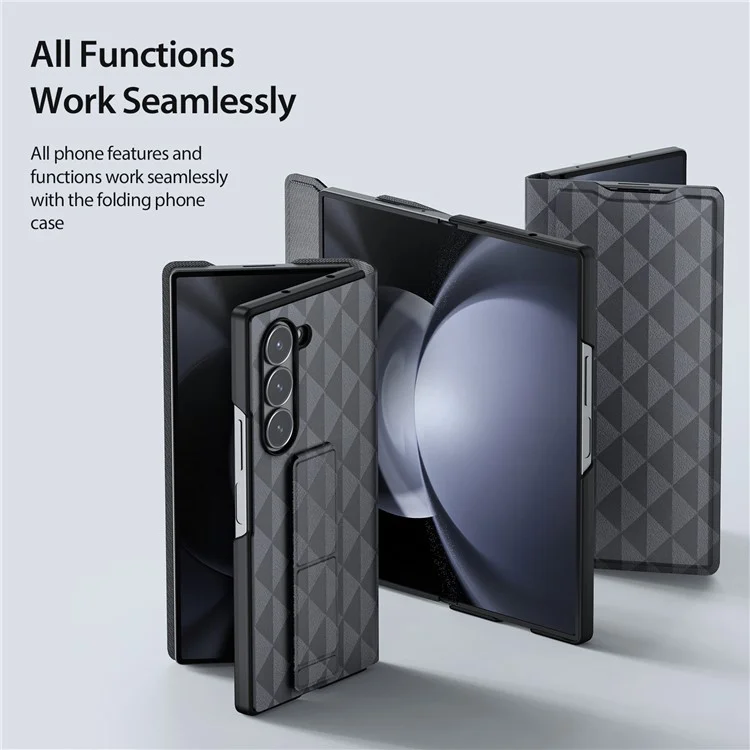 DUX DUCIS Fitt Series for Samsung Galaxy Z Fold6 5G Case Leather Phone Cover with Card Slot Kickstand - Grey