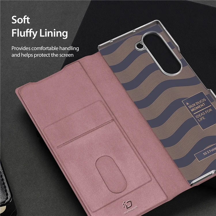 Estuche DUX DUCIS Bril Series para Samsung Galaxy Z Fold6 5G Ranura para Tarjeta Cubierta de Teléfono de Cuero de Pie - Rosa