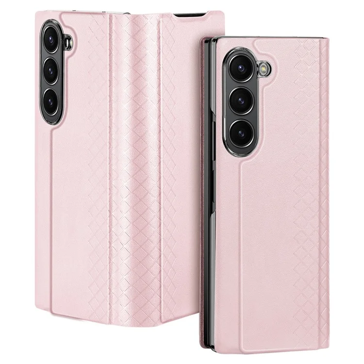 Estuche DUX DUCIS Bril Series para Samsung Galaxy Z Fold6 5G Ranura para Tarjeta Cubierta de Teléfono de Cuero de Pie - Rosa