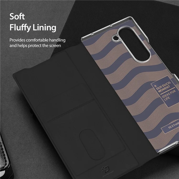 For Samsung Galaxy Z Fold6 5G Magnetic Case DUX DUCIS Bril Series Leather+PC Phone Cover with Stand - Black