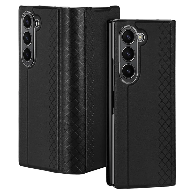 For Samsung Galaxy Z Fold6 5G Magnetic Case DUX DUCIS Bril Series Leather+PC Phone Cover with Stand - Black