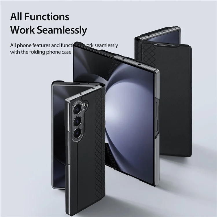 For Samsung Galaxy Z Fold6 5G Magnetic Case DUX DUCIS Bril Series Leather+PC Phone Cover with Stand - Black