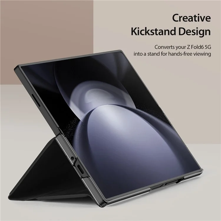 For Samsung Galaxy Z Fold6 5G Magnetic Case DUX DUCIS Bril Series Leather+PC Phone Cover with Stand - Black