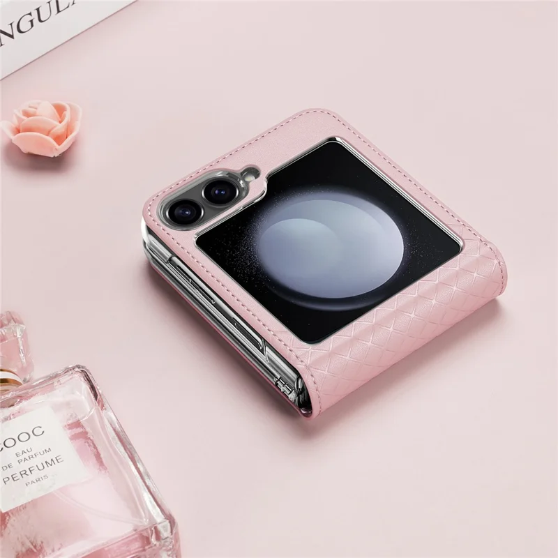 For Samsung Galaxy Z Flip7 FE 5G / Z Flip6 5G Magnetic Case DUX DUCIS Bril Series Leather+PC Phone Cover with Stand - Pink