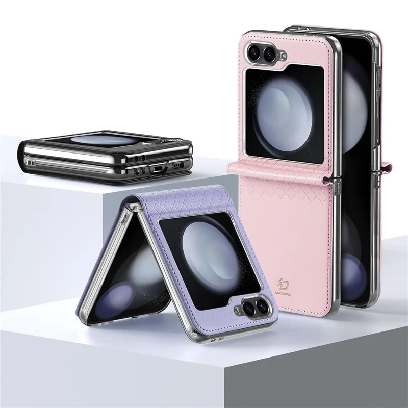 For Samsung Galaxy Z Flip7 FE 5G / Z Flip6 5G Magnetic Case DUX DUCIS Bril Series Leather+PC Phone Cover with Stand - Pink