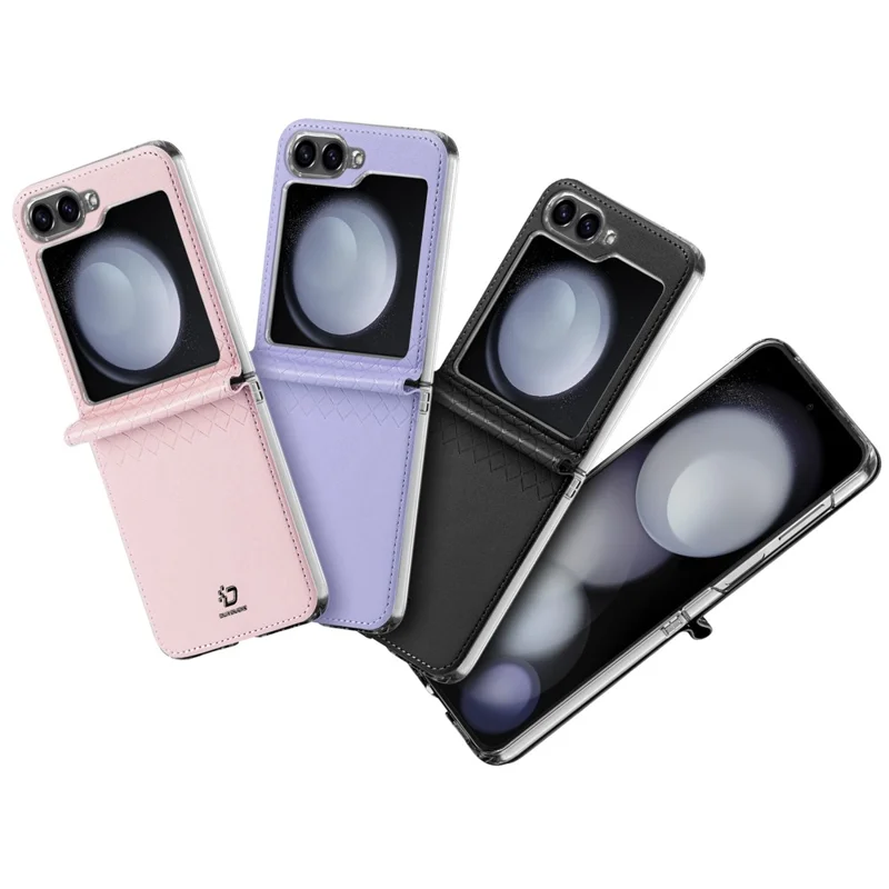 For Samsung Galaxy Z Flip7 FE 5G / Z Flip6 5G Magnetic Case DUX DUCIS Bril Series Leather+PC Phone Cover with Stand - Pink