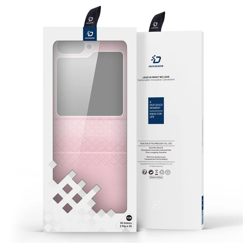 For Samsung Galaxy Z Flip7 FE 5G / Z Flip6 5G Magnetic Case DUX DUCIS Bril Series Leather+PC Phone Cover with Stand - Pink