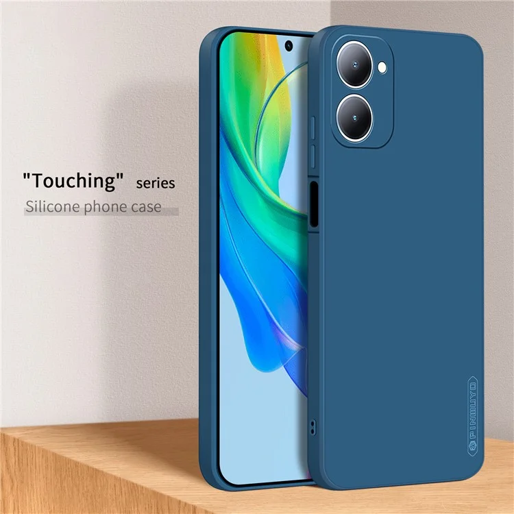 PINWUYO JK Touching Series Para vivo Y03 / Y18 4G Case TPU Phone Cover Toque Seda-Macio - Azul Marinho