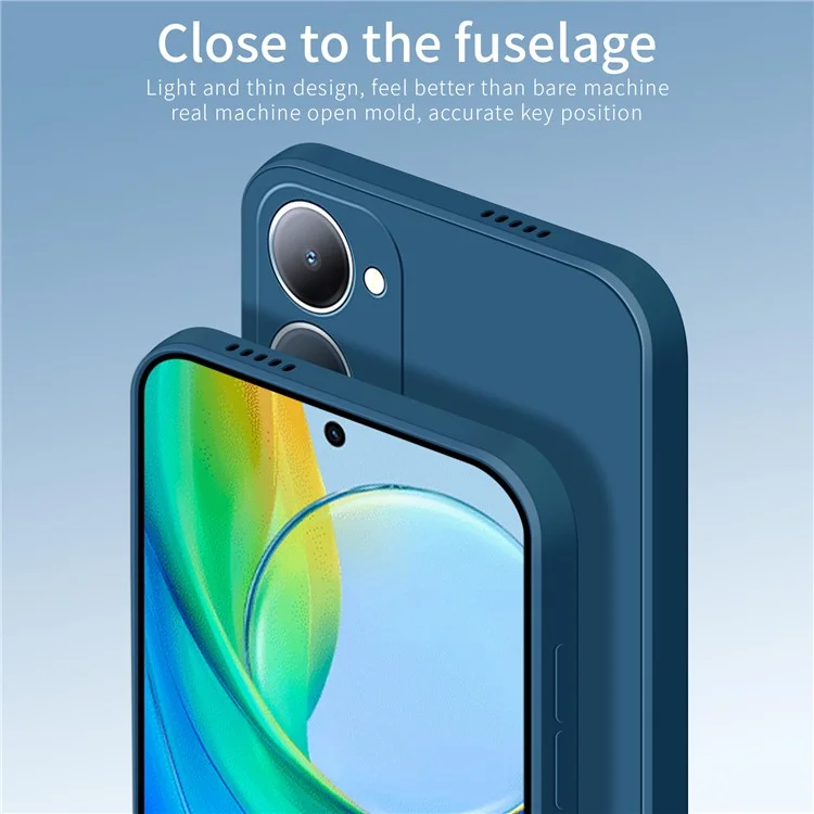 PINWUYO JK Touching Series Para vivo Y03 / Y18 4G Case TPU Phone Cover Toque Seda-Macio - Azul Marinho