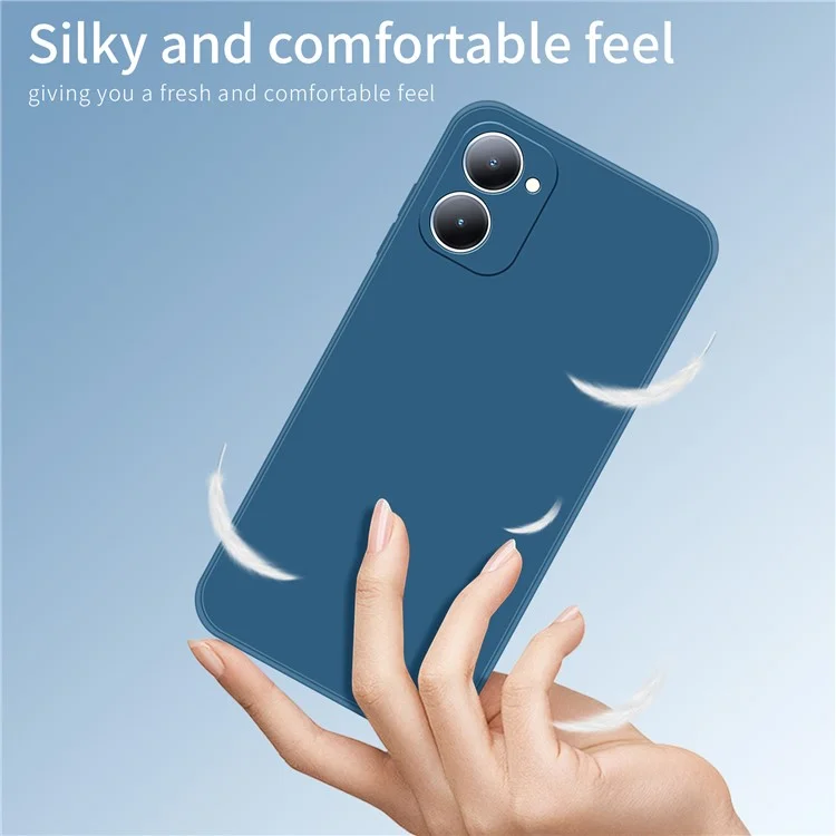 PINWUYO JK Touching Series Para vivo Y03 / Y18 4G Case TPU Phone Cover Toque Seda-Macio - Azul Marinho