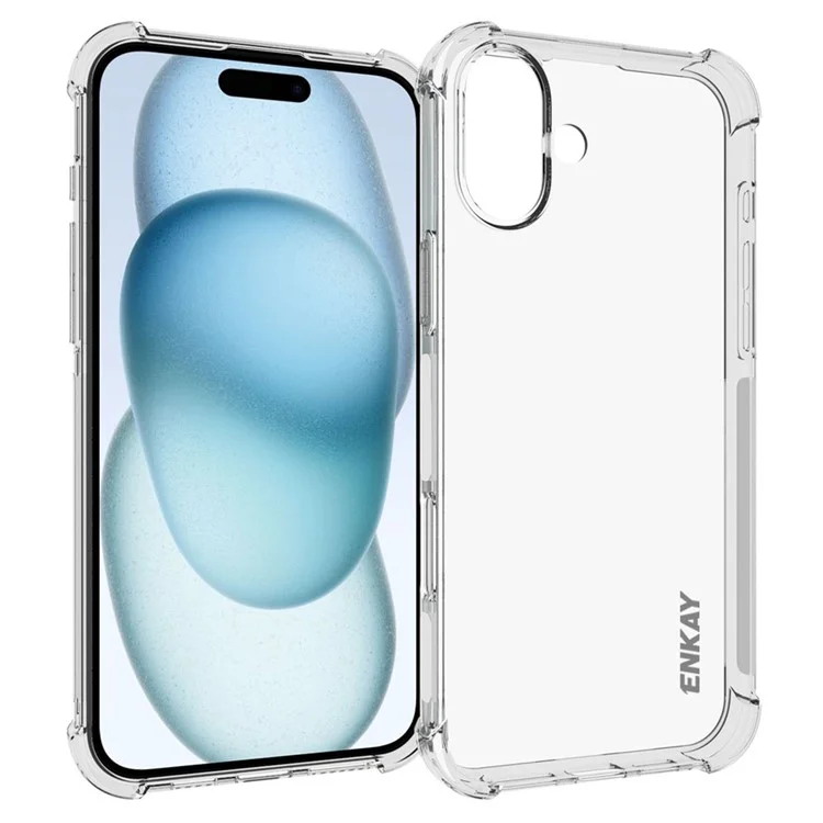 ENKAY HAT PRINCE para iPhone 16 Plus Funda transparente a prueba de caídas Protección de las esquinas Funda de TPU para teléfono