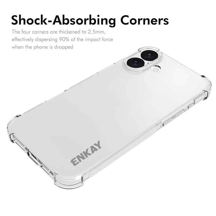 ENKAY HAT PRINCE Für iPhone 16 Case Transparent TPU Tropfenresistente Handyhülle