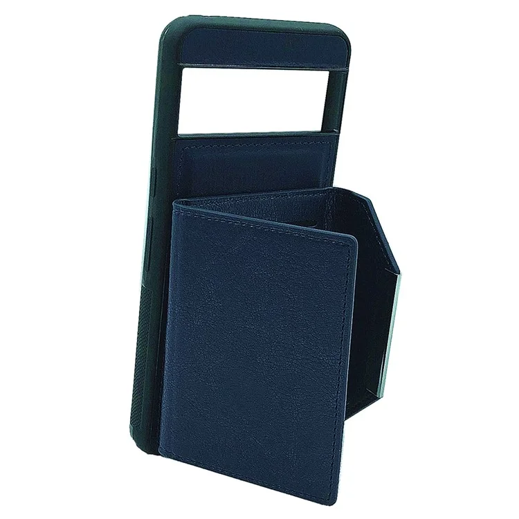 Para Google Pixel 9 / 9 Pro Case Leather Back Cover Detachable Card Holder Kickstand - Safira