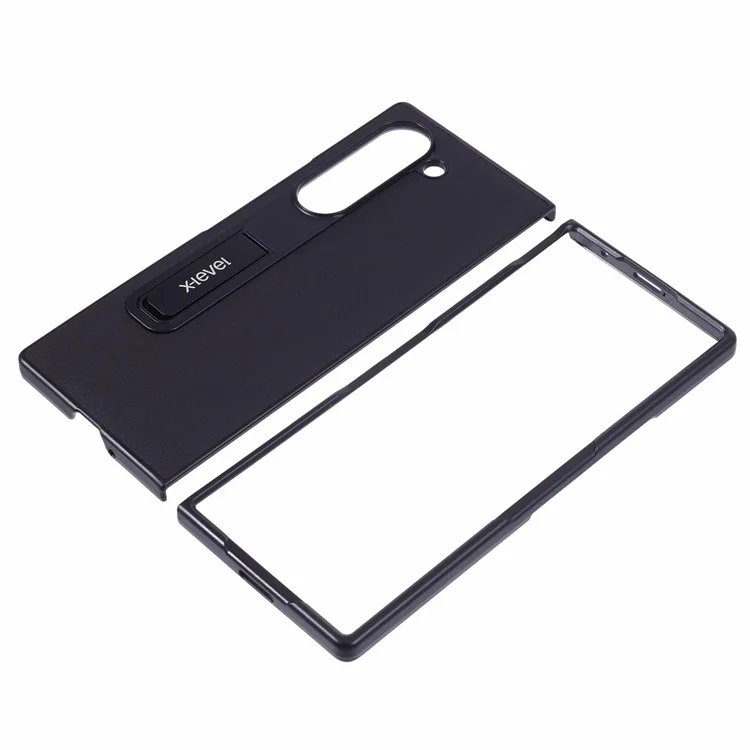 X-LEVEL Per Samsung Galaxy Z Fold6 5G Custodia Telefonica con Supporto Magnetico in Pelle PU+PC - Nero