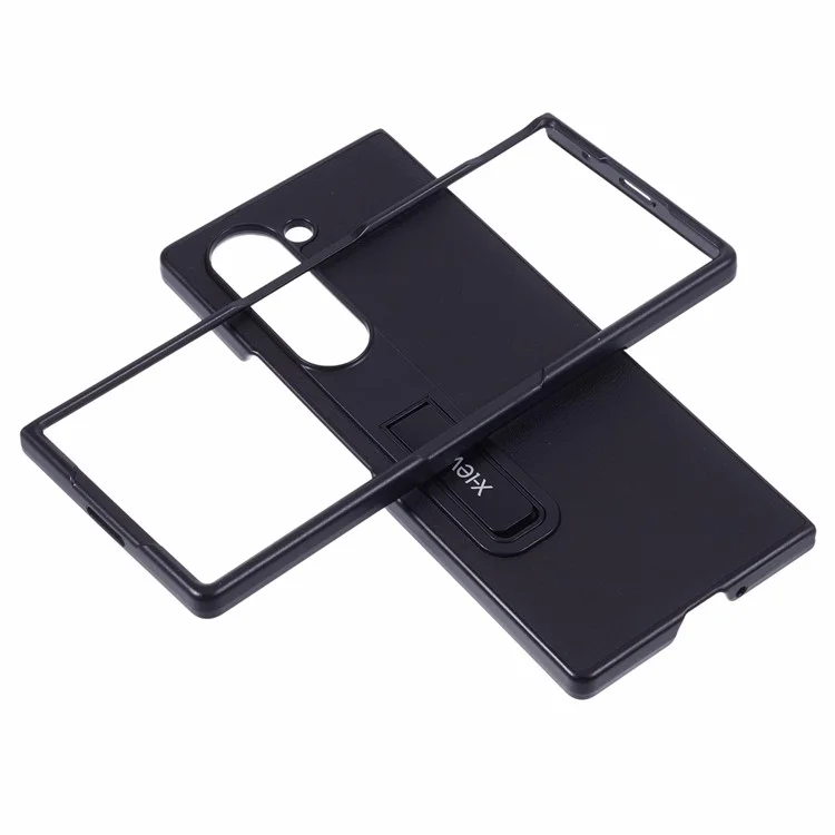 X-LEVEL Per Samsung Galaxy Z Fold6 5G Custodia Telefonica con Supporto Magnetico in Pelle PU+PC - Nero