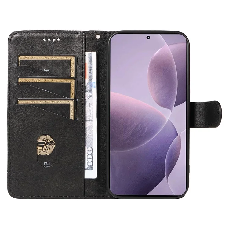 Per Xiaomi Poco F6 Pro 5G / Redmi K70 5G / K70 Pro 5G Case Linee a T in Pelle Custodia per Telefono - Nero