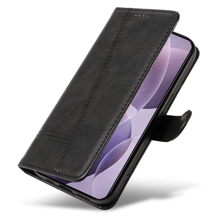 Per Xiaomi Poco F6 Pro 5G / Redmi K70 5G / K70 Pro 5G Case Linee a T in Pelle Custodia per Telefono - Nero