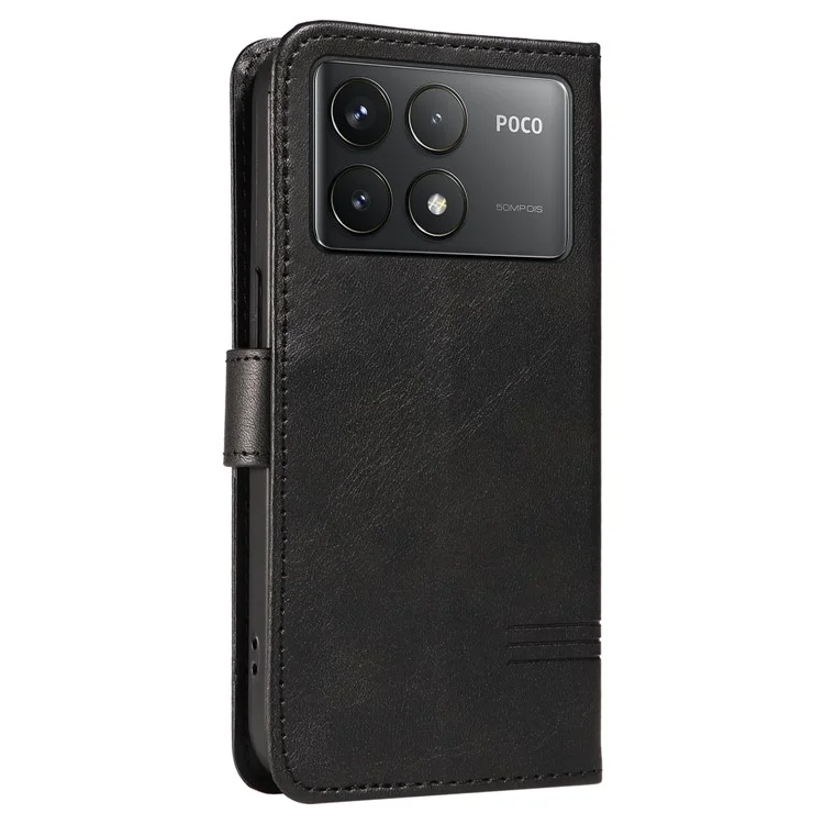 Per Xiaomi Poco F6 Pro 5G / Redmi K70 5G / K70 Pro 5G Case Linee a T in Pelle Custodia per Telefono - Nero