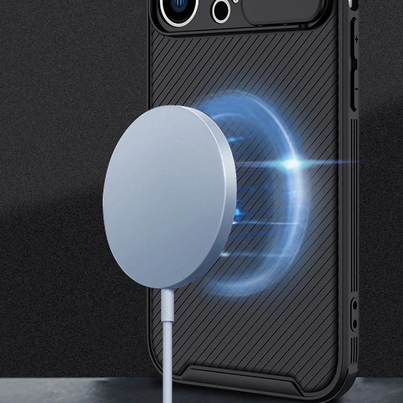 For iPhone 14 Pro Max Slide Camera Protection Anti-scratch Phone Case PC+TPU Back Cover Compatible with MagSafe - Blue