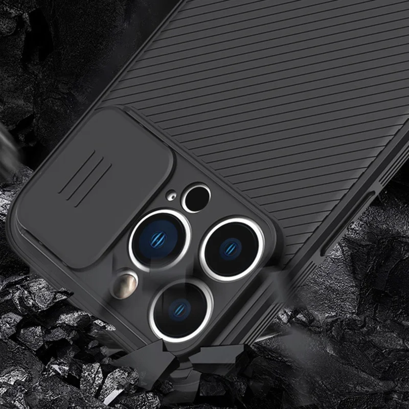 For iPhone 14 Pro Max Slide Camera Protection Anti-scratch Phone Case PC+TPU Back Cover Compatible with MagSafe - Blue