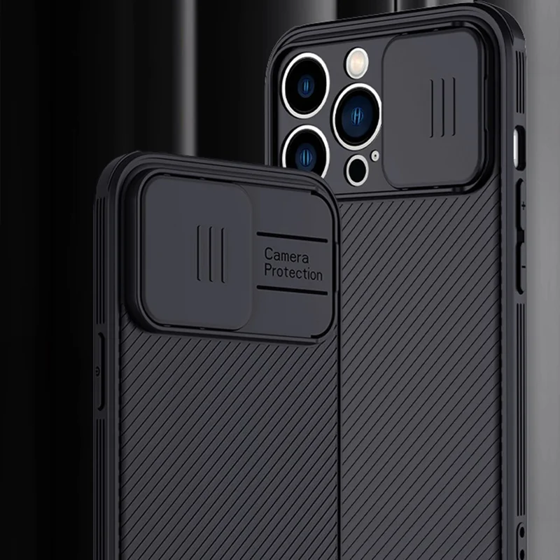 For iPhone 14 Pro Max Slide Camera Protection Anti-scratch Phone Case PC+TPU Back Cover Compatible with MagSafe - Blue