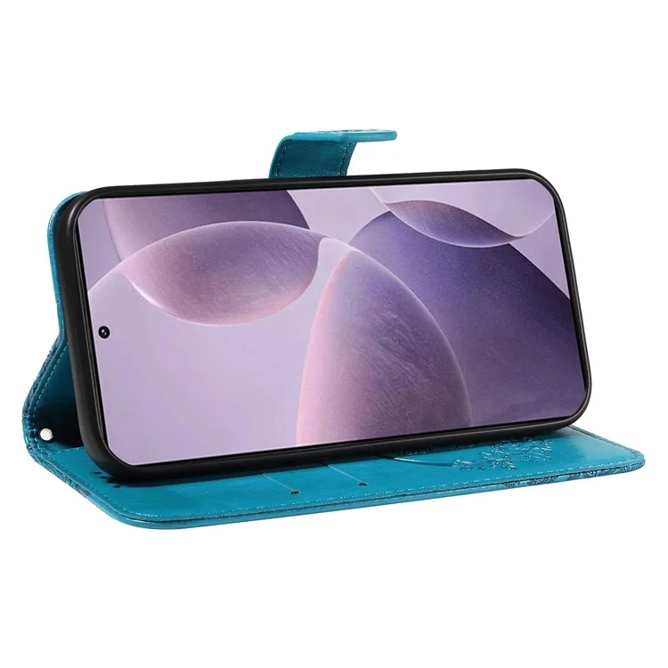 For Xiaomi Redmi K70 5G / K70 Pro 5G / Poco F6 Pro 5G Case Butterfly Wallet Stand Flip Leather Phone Cover - Blue