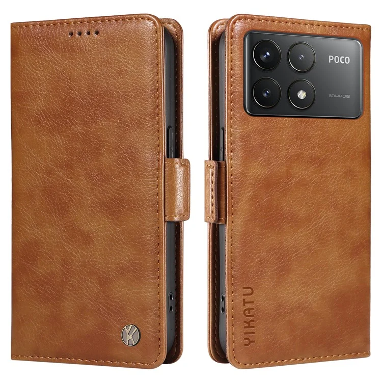 YIKATU YK-007 Für Xiaomi Poco F6 Pro 5G / Redmi K70 5G / K70 Pro 5G Lederhülle Handyhülle - Braun