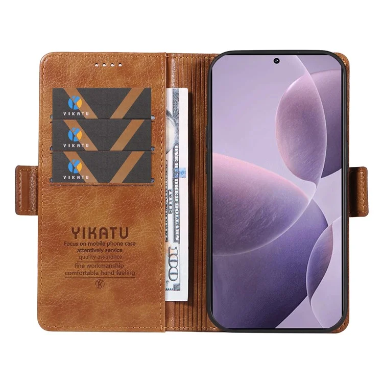 YIKATU YK-007 Für Xiaomi Poco F6 Pro 5G / Redmi K70 5G / K70 Pro 5G Lederhülle Handyhülle - Braun