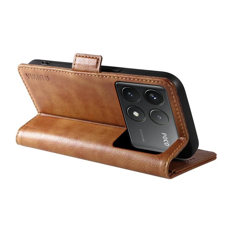 YIKATU YK-007 Für Xiaomi Poco F6 Pro 5G / Redmi K70 5G / K70 Pro 5G Lederhülle Handyhülle - Braun