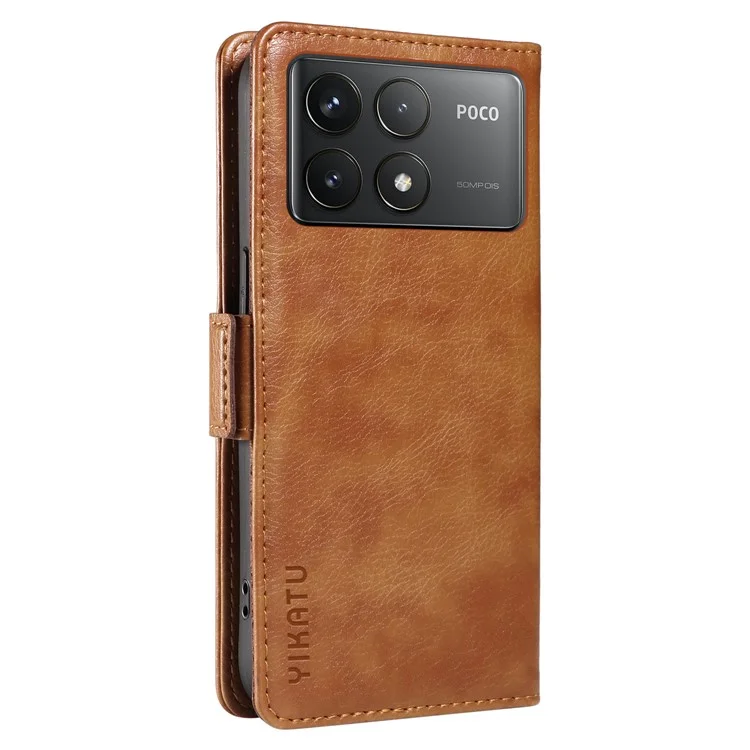 YIKATU YK-007 Für Xiaomi Poco F6 Pro 5G / Redmi K70 5G / K70 Pro 5G Lederhülle Handyhülle - Braun