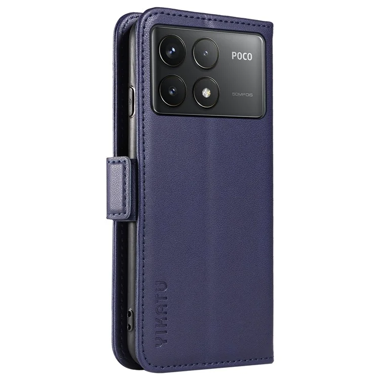 YIKATU YK-003 для Xiaomi Poco F6 Pro 5G / Redmi K70 5G / K70 Pro 5G Кожаный кошелек Чехол для телефона - Синий Сапфир