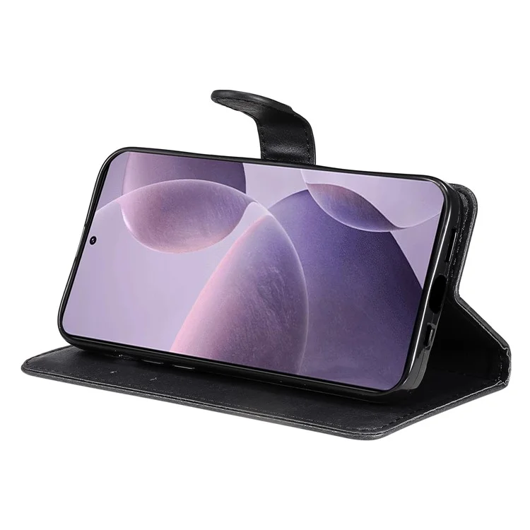 For Xiaomi Redmi K70 5G / K70 Pro 5G / Poco F6 Pro 5G Case Solid Color Leather Mobile Cover Wallet Stand with Strap - Black