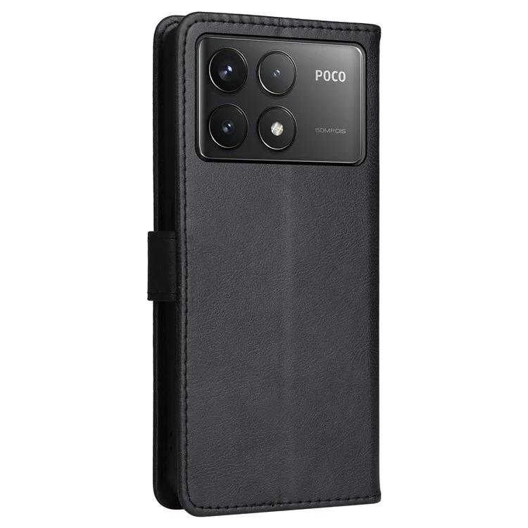 For Xiaomi Redmi K70 5G / K70 Pro 5G / Poco F6 Pro 5G Case Solid Color Leather Mobile Cover Wallet Stand with Strap - Black