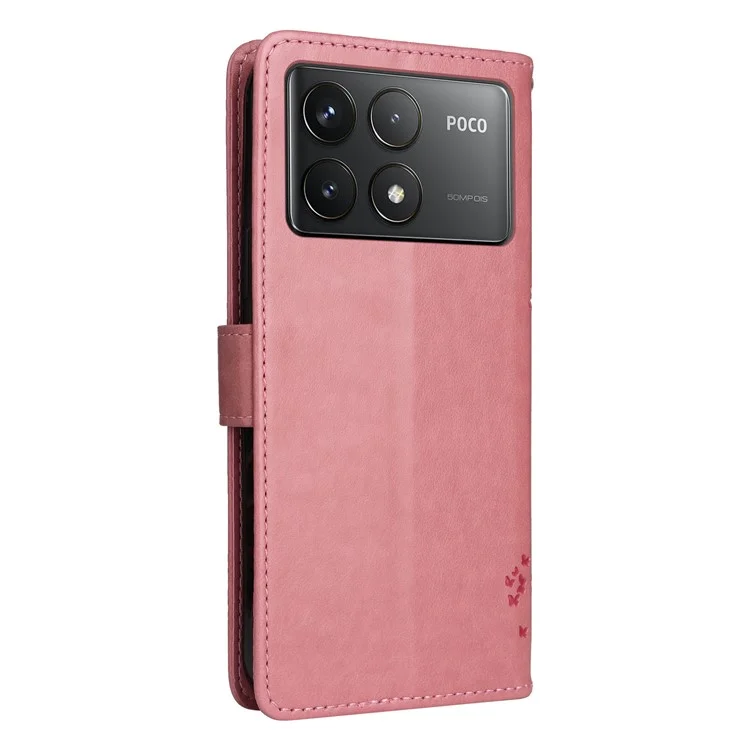 For Xiaomi Redmi K70 5G / K70 Pro 5G / Poco F6 Pro 5G Phone Case with Stand Cat Tree Pattern Leather Wallet Mobile Cover - Pink