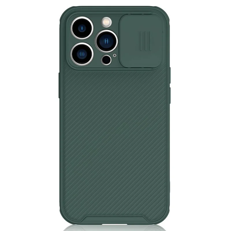 For iPhone 13 Pro Max 6.7 inch Compatible with MagSafe PC+TPU Phone Back Shell Case with Slide Camera Cover - Green