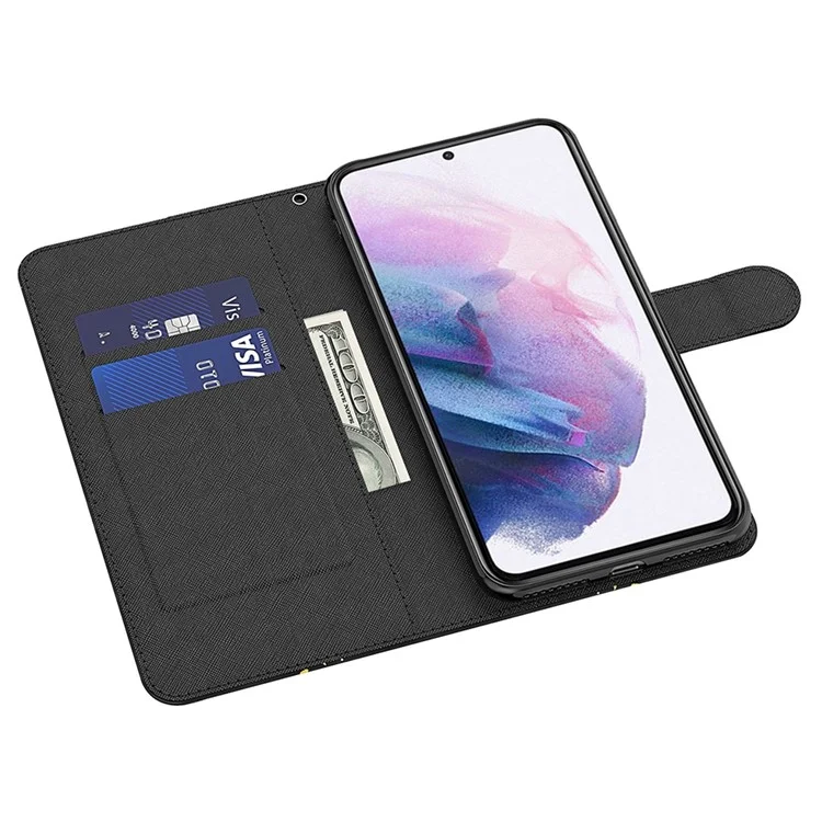 Für Samsung Galaxy A23 4G (165,4 x 76,9 x 8,4 Mm) 3D -muster Druckbrieftasche PU Leder -leder -flip -ständer Vollschutz Telefonabdeckung Mit Riemen - Goldene Schmetterlinge