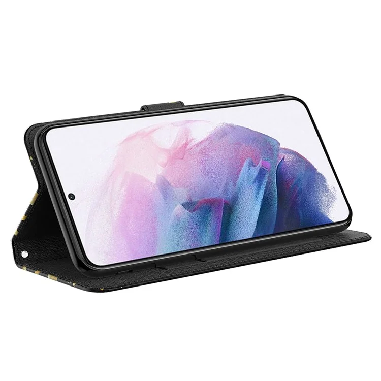 Für Samsung Galaxy A23 4G (165,4 x 76,9 x 8,4 Mm) 3D -muster Druckbrieftasche PU Leder -leder -flip -ständer Vollschutz Telefonabdeckung Mit Riemen - Goldene Schmetterlinge