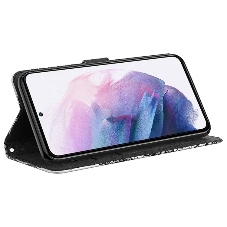 Para Samsung Galaxy A23 4G (165.4 x 76.9 x 8.4 Mm) Patrón 3D Impresión Billetera Case de Billetera PU Puel de Cuero Magnético Soporte de Teléfono Con Correa Con Correa - Flor de Encaje