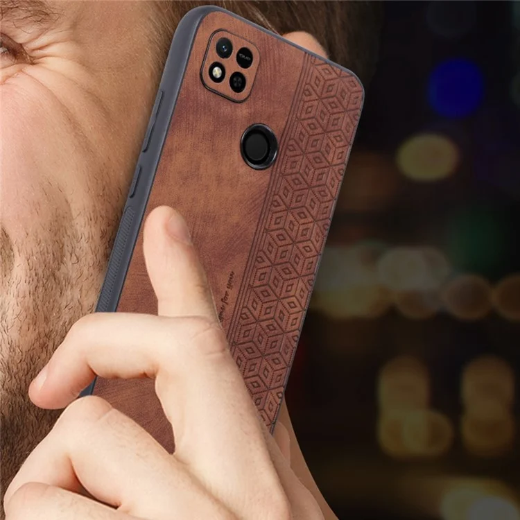 AZNS для Xiaomi Redmi 10A / Redmi 9C / Redmi 9C NFC Чехол из PU-кожи с TPU покрытием, противоударный, с отпечатанным узором - коричневый