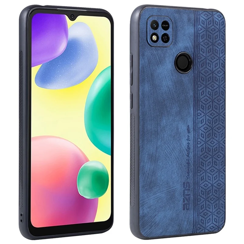 AZNS For Xiaomi Redmi 10A / Redmi 9C / Redmi 9C NFC PU Leather Coated TPU Case Anti-drop Imprinted Pattern Phone Cover - Blue