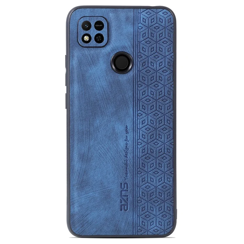 AZNS For Xiaomi Redmi 10A / Redmi 9C / Redmi 9C NFC PU Leather Coated TPU Case Anti-drop Imprinted Pattern Phone Cover - Blue