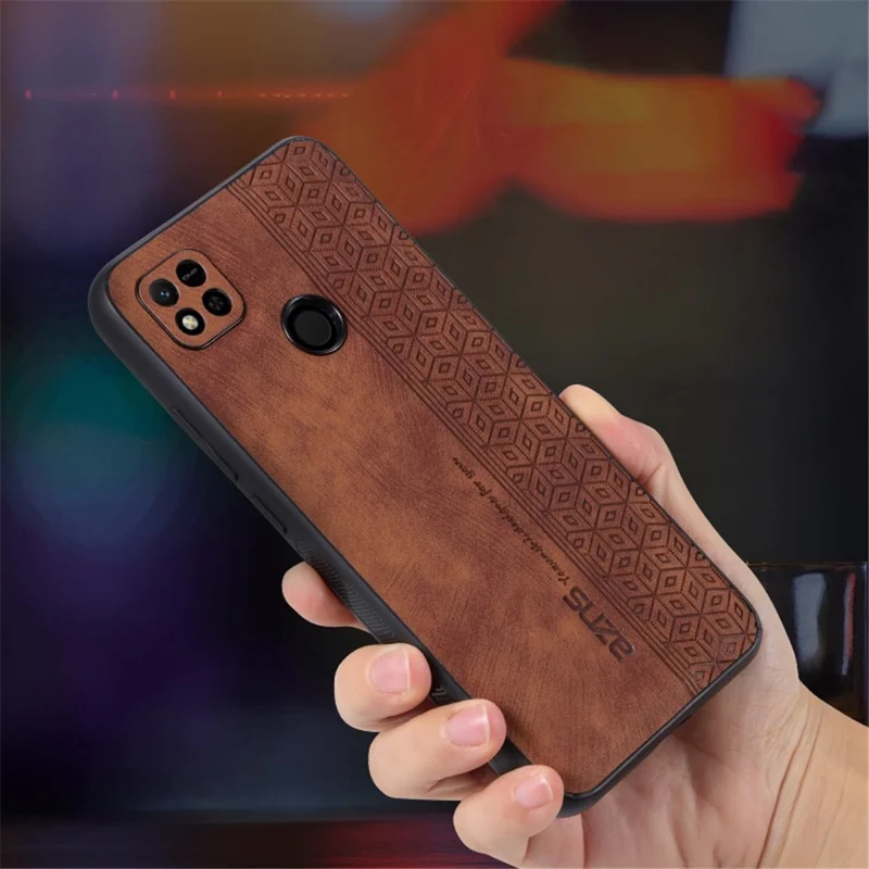 AZNS For Xiaomi Redmi 10A / Redmi 9C / Redmi 9C NFC PU Leather Coated TPU Case Anti-drop Imprinted Pattern Phone Cover - Blue