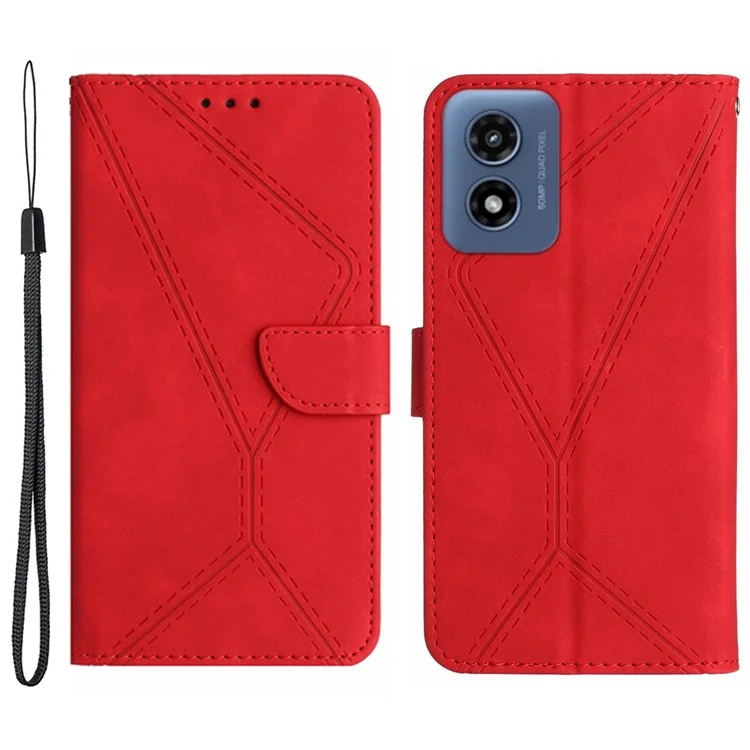 HT05 per Motorola Moto E14 4G / G04 4G / G04s 4G / G24 4G Custodia in pelle - Pelle Skin-Touch Cover Wallet - Rosso