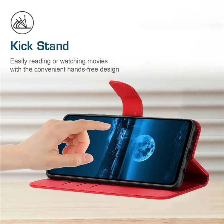 HT05 per Motorola Moto E14 4G / G04 4G / G04s 4G / G24 4G Custodia in pelle - Pelle Skin-Touch Cover Wallet - Rosso