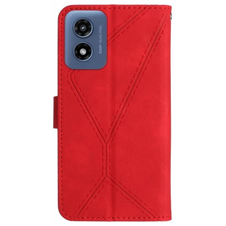 HT05 per Motorola Moto E14 4G / G04 4G / G04s 4G / G24 4G Custodia in pelle - Pelle Skin-Touch Cover Wallet - Rosso