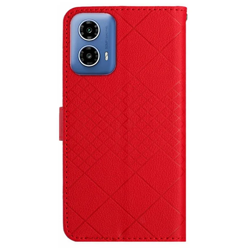HT06 For Motorola Moto G85 5G / S50 Neo 5G Case PU Leather Wallet Rhombus Phone Cover - Red