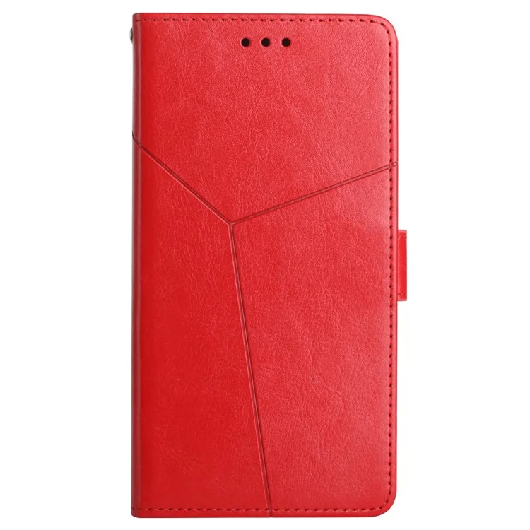 HT01 Para Motorola Moto G85 5G / S50 Neo 5G Funda Cuero Cartera Teléfono Líneas en Forma de Y - Rojo