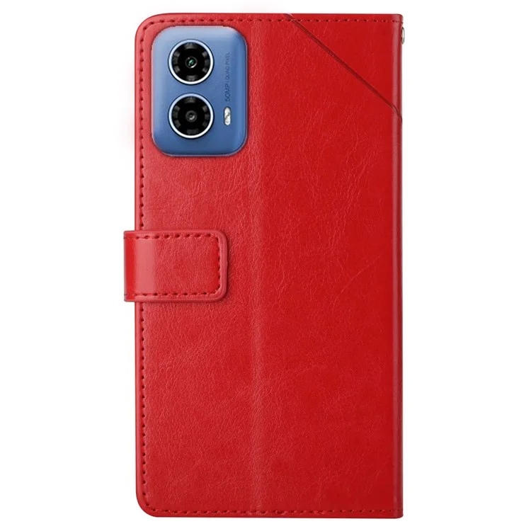 HT01 Para Motorola Moto G85 5G / S50 Neo 5G Funda Cuero Cartera Teléfono Líneas en Forma de Y - Rojo