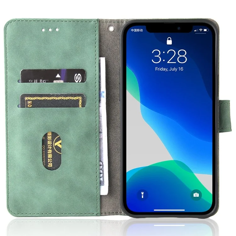 Case Folio Folio Folio Para PU Para Iphone 14 Pro, Skin-touch Feeling Plegable Stand Protective Telephip Cover - Verde